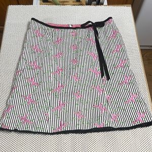 Nanette Lepore, spring in black and white striped rose embroidered skirt - Sz 8